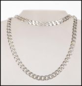 A hallmarked 925 silver heavy curb chain necklace