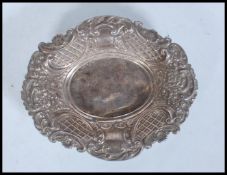 A 20th Century silver hallmarked pin dish of oval