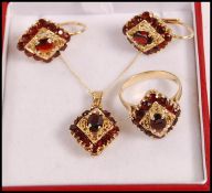 A 14ct gold demi parure jewellery set to include n