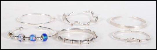 A selection of stamped 925 silver bangle bracelets