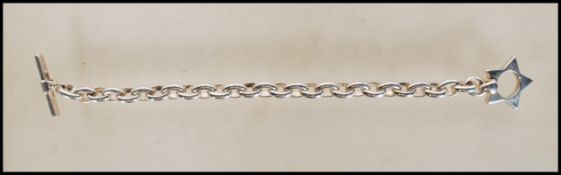 A silver 925 belcher hoop link bracelet chain with