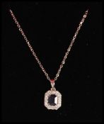 A stamped 18ct white gold necklace having a fine l