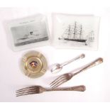 COLLECTION OF SHIPPING LINE RELATED SILVER PLATE &