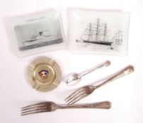 COLLECTION OF SHIPPING LINE RELATED SILVER PLATE &