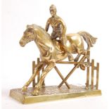 BRASS 20TH CENTURY STATUE OF A HORSE WITH RIDER