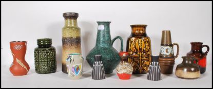 A collection of 20th Century vintage retro West German pottery vases in a wide variety of sizes