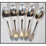 A set of 4 early 19th century London hallmarked desert spoons by Robert Wallis dating to 1841
