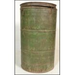 A large 20th century Indian painted oil drum of cylindrical form complete with the lid believed to