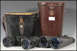 Two pairs of vintage binoculars to include a pair of Hilkinson Olympic 8 x 56 Field 6.5 binoculars