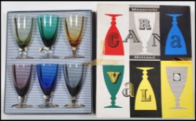 A set of mid century Maastricht ' Canal ' glasses set x6. The set in the original box with multi