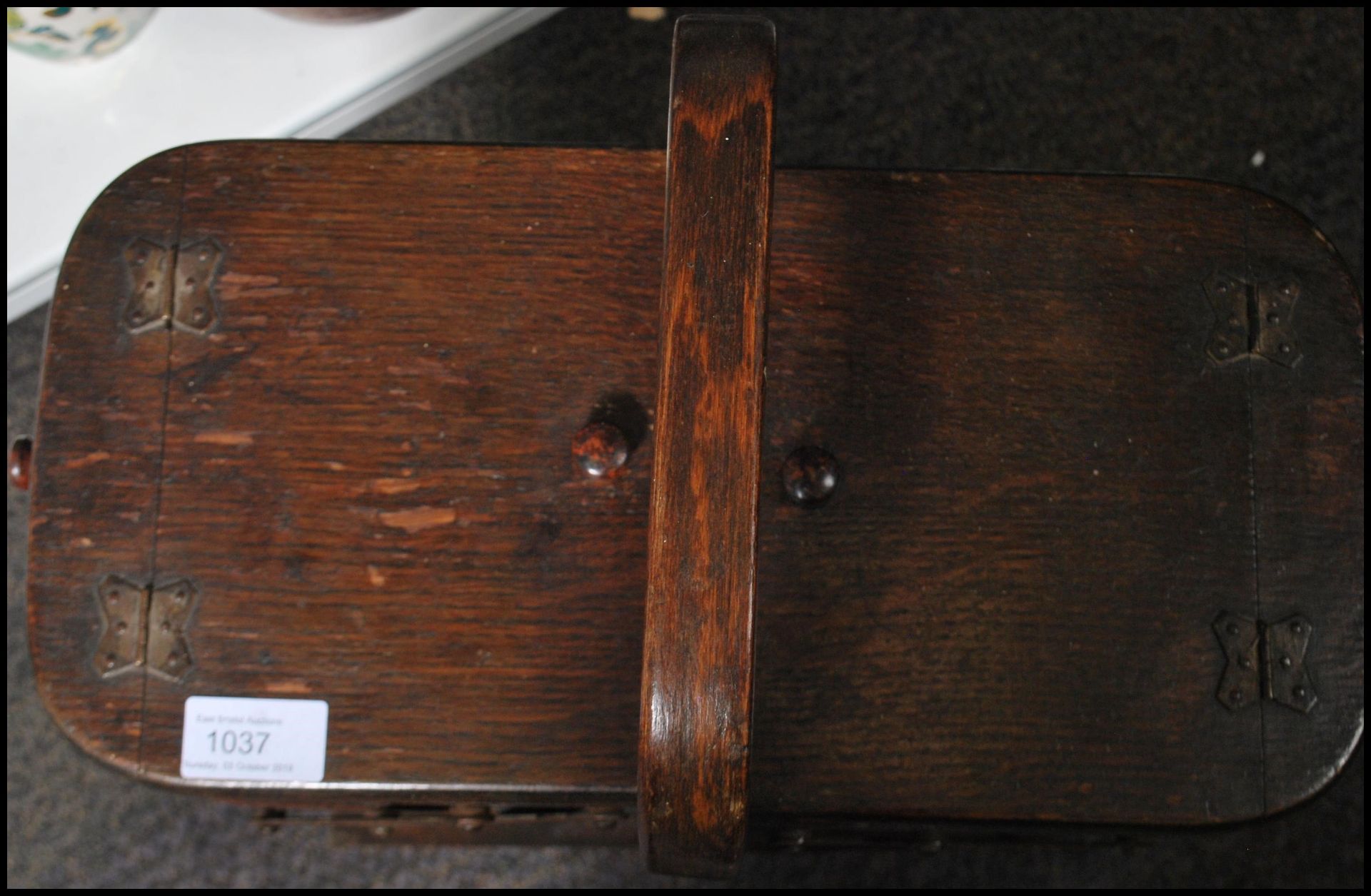 A vintage retro 20th Century teak wood multi sectional cantilever work box / sewing box, metamorphic - Image 3 of 6