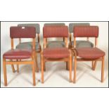 A set of 6 mid 20th century bentwood upholstered working mens club dining chairs. Each with bentwood