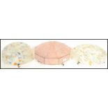 A group of the 1930's Art Deco marbled glass flycatcher ceiling light shades to include a pink shade