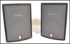 Musical Equipment: A pair of very large contemporary Peavey 2XT series Hisys speakers Serial no