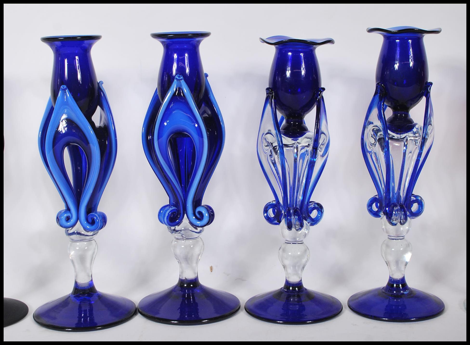 A collection of 10 Italian studio art glass candlesticks dating from the 20th century. To include - Image 3 of 15