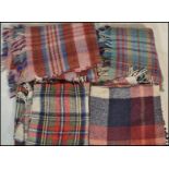 A lovely collection of vintage 20th century wool blankets / picnic blankets various designs to