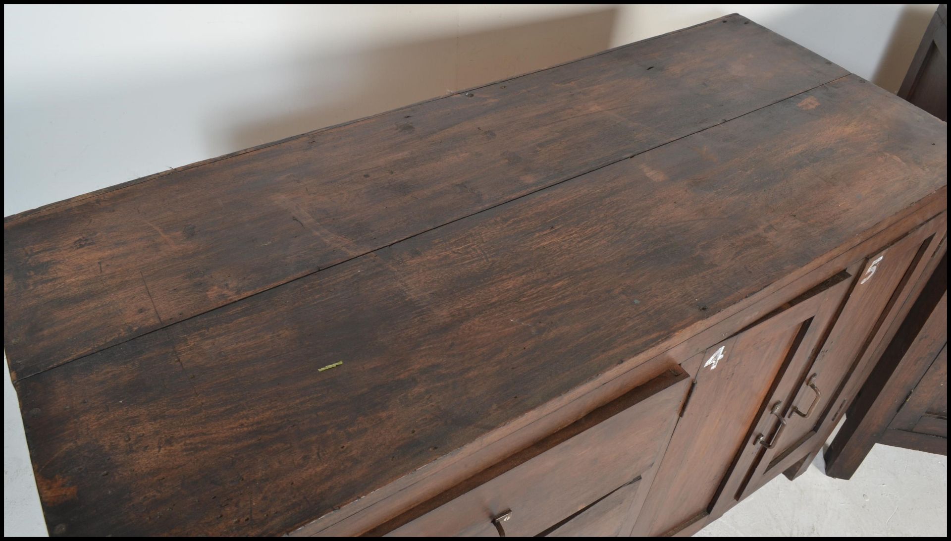 A pair of unusual 20th century hardwood sideboard cabinets of hardwood construction being raised - Bild 2 aus 17