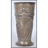 A 19th Century Victorian silver hallmarked Art Nouveau decorated vase of conical form, the vase