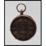 A silver hallmarked Continental open faced pocket watch, fusee movement, roman numeral chapter ring,