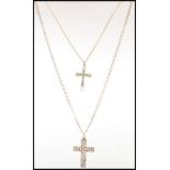 A 9ct gold Greek key cross on a 9ct gold link necklace having spring ring clasp to gether with