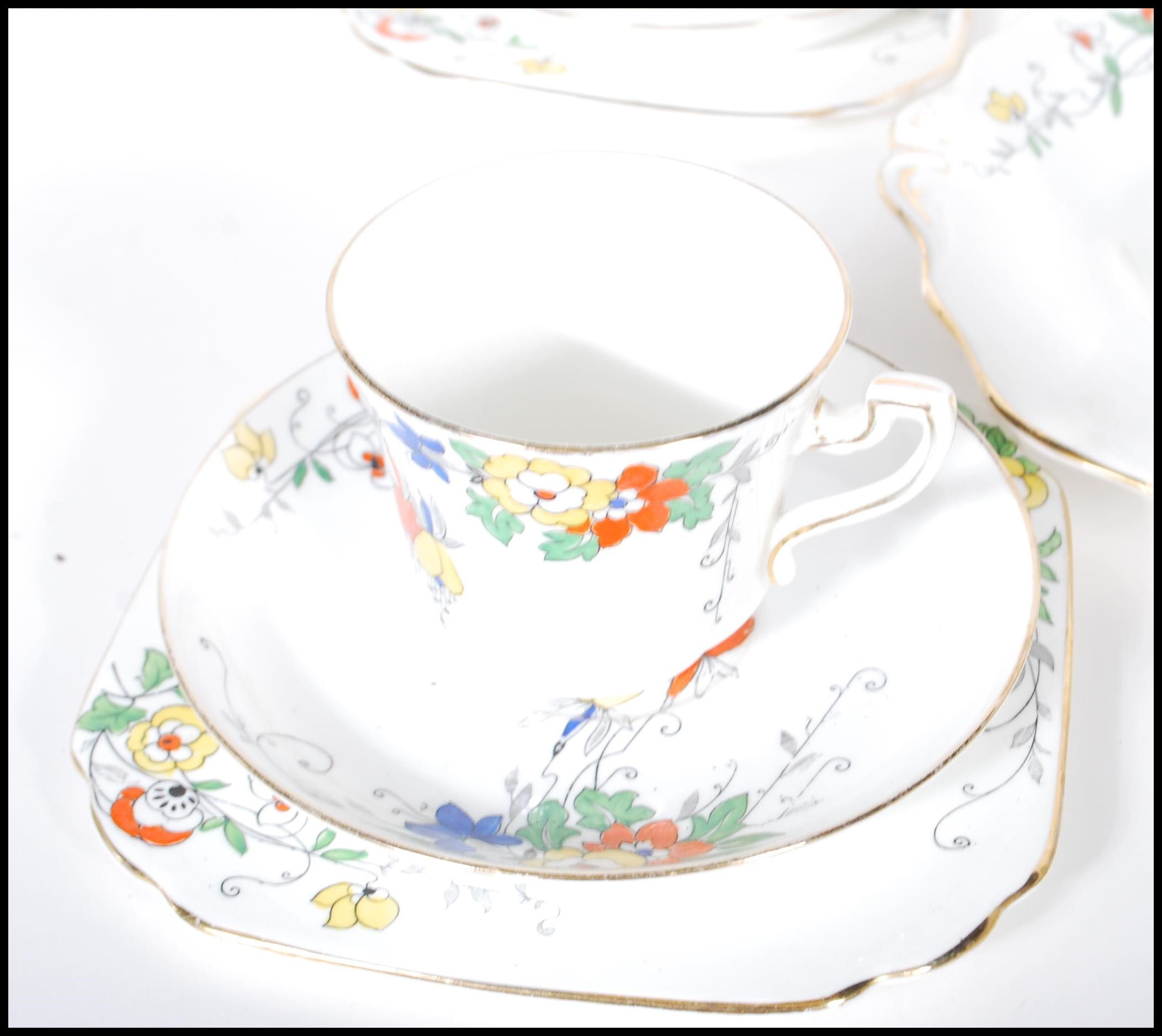 A set of 1930's Art Deco Sampson Smith Wetley China part tea service in a wisteria pattern - Image 3 of 12