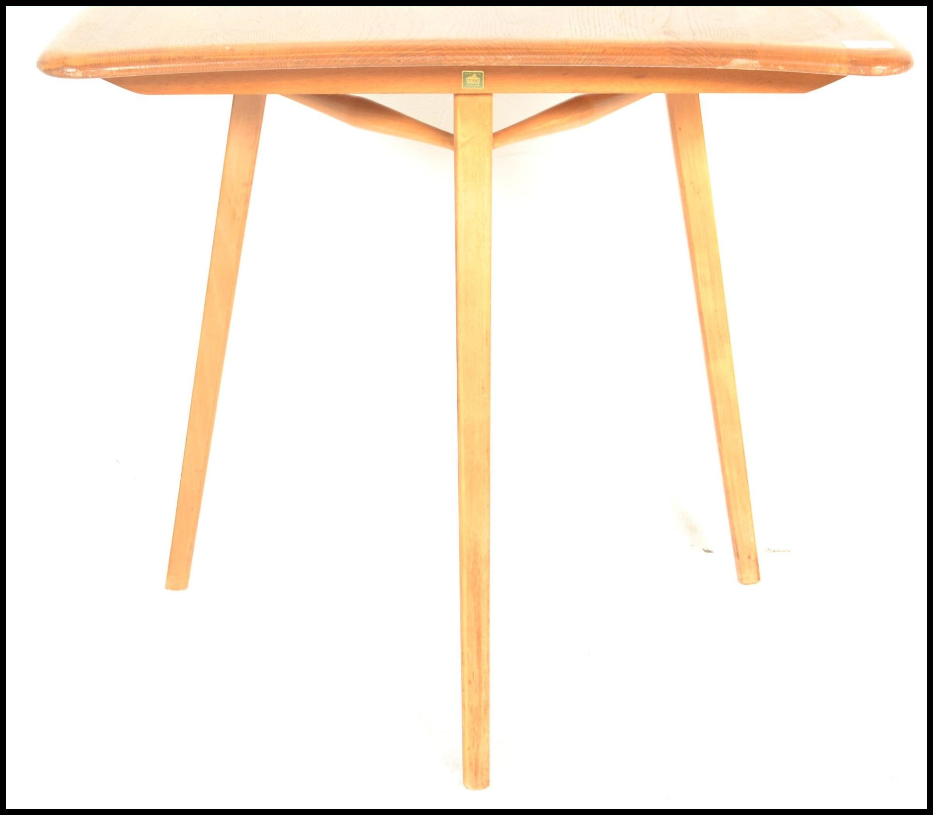 Ercol- A retro mid 20th Century beech and elm blonde Ercol table extension raised on tapering - Image 2 of 6