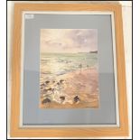 Anthony T Avery- A framed and glazed watercolour by Anthony T Avery entitled 'The Last Wave'