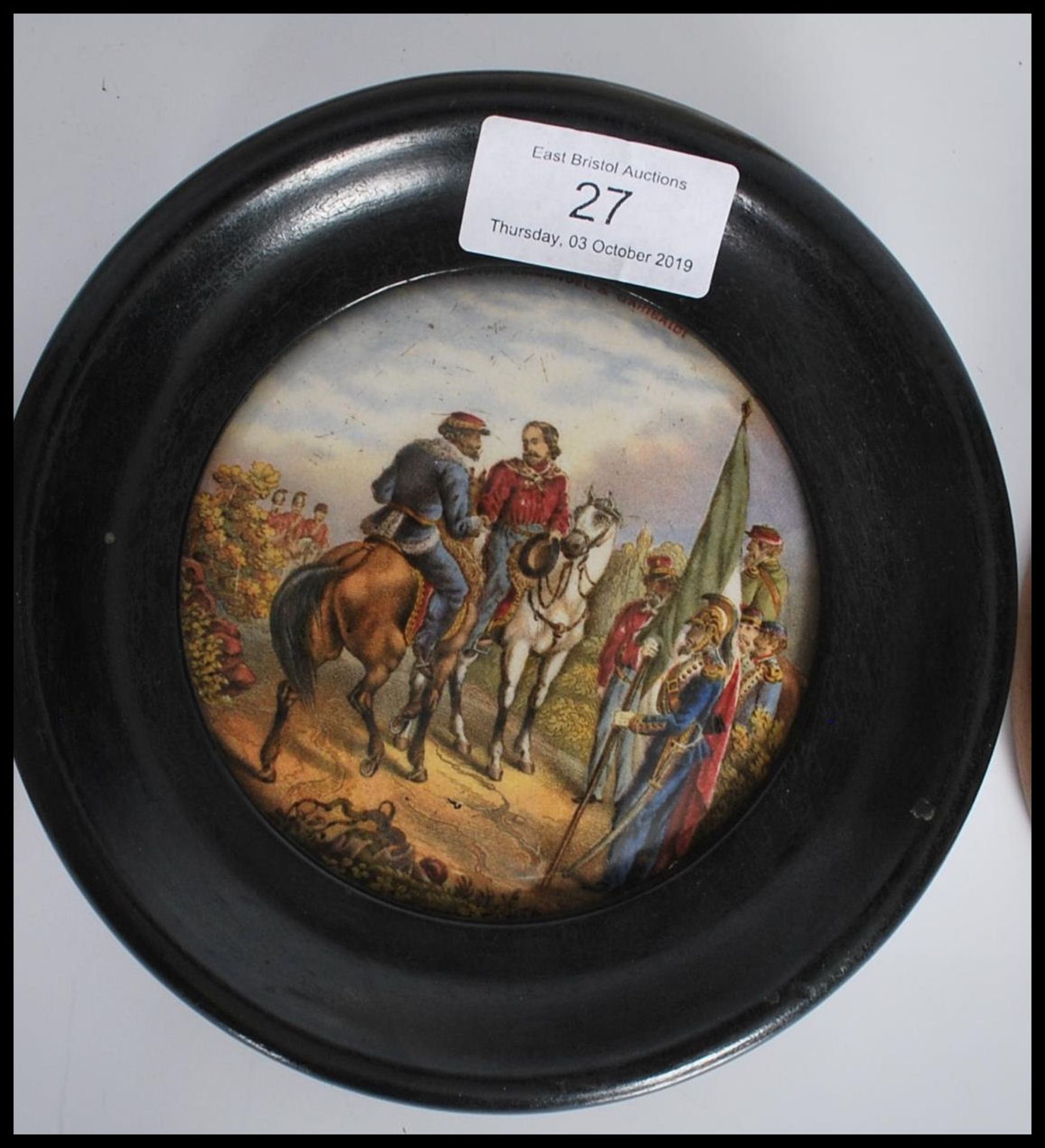 A group of three Staffordshire Prattware pot lids to include 'The Village Wedding', 'The Wolf and - Bild 3 aus 5