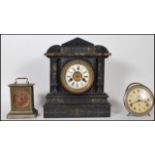 A collection of three clocks to include a late 19th Century Victorian Hamburg and America eight