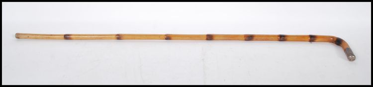 An early 20th Century bamboo walking stick cane ha