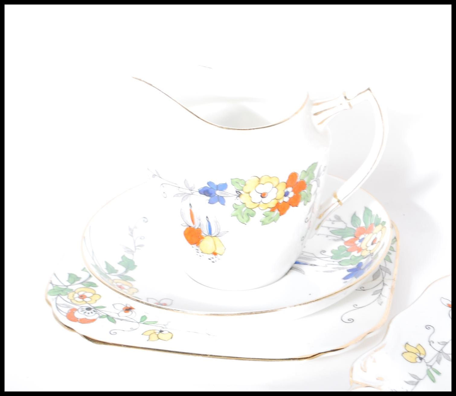 A set of 1930's Art Deco Sampson Smith Wetley China part tea service in a wisteria pattern - Image 4 of 12