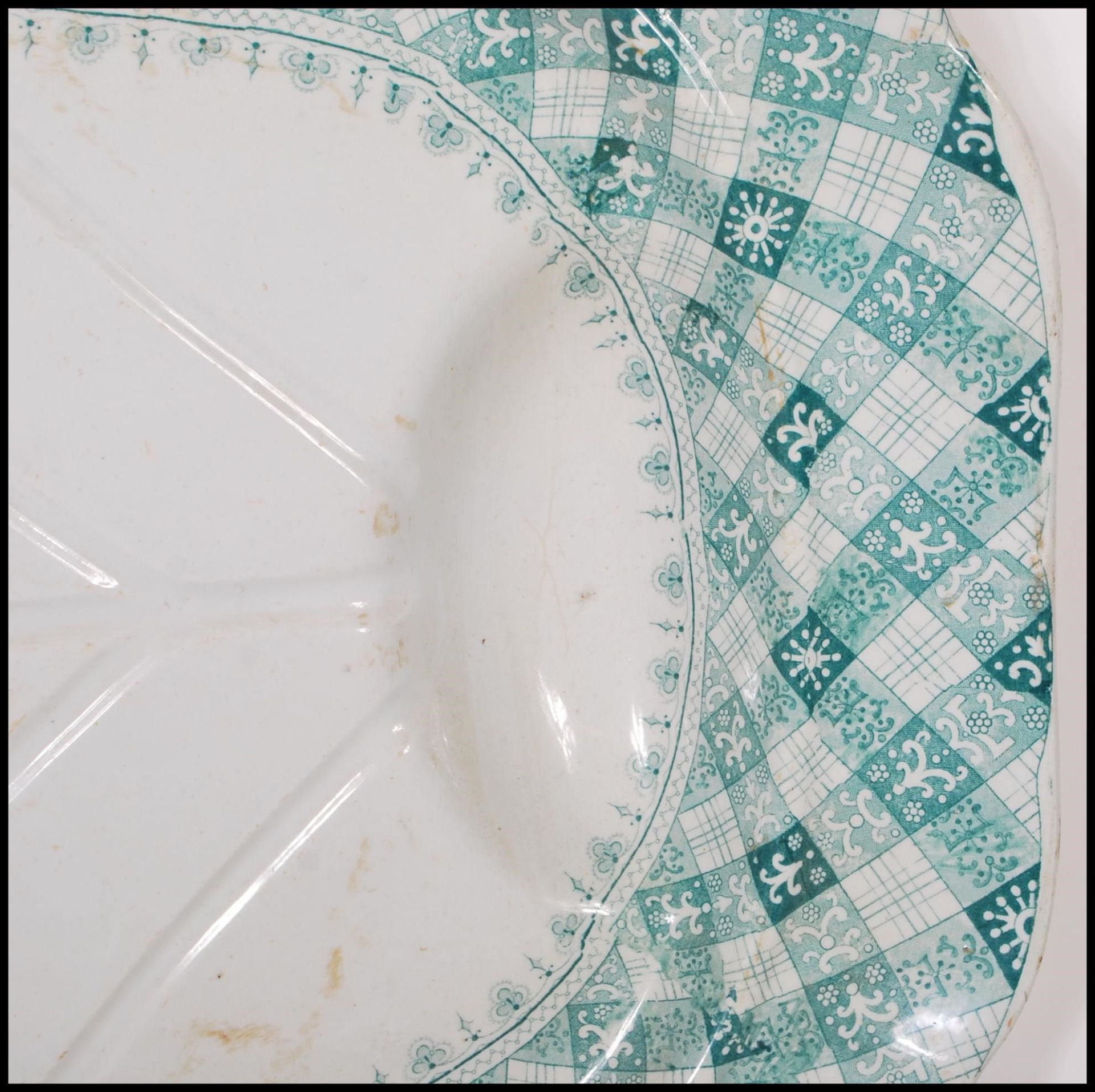 A P&O Lines ‘Caledonian’ pattern ironstone meat plate by Ridgway, Morley & Co green transfer printed - Bild 6 aus 11