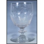 Hunting interest- An 18th/ early 19th Century Georgian glass goblet having finely engraved hunting