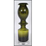 A mid 20th Century 1960's Scandinavian olive green cased glass vase in the manner of Sea Glasbruk,