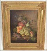 Manner of Edward Ladell - A 20th Century oil on board still life painting depicting grapes on the
