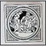 A 19th Century Victorian Aesthetic Minton pottery tile with decorated with a scene from King Henry