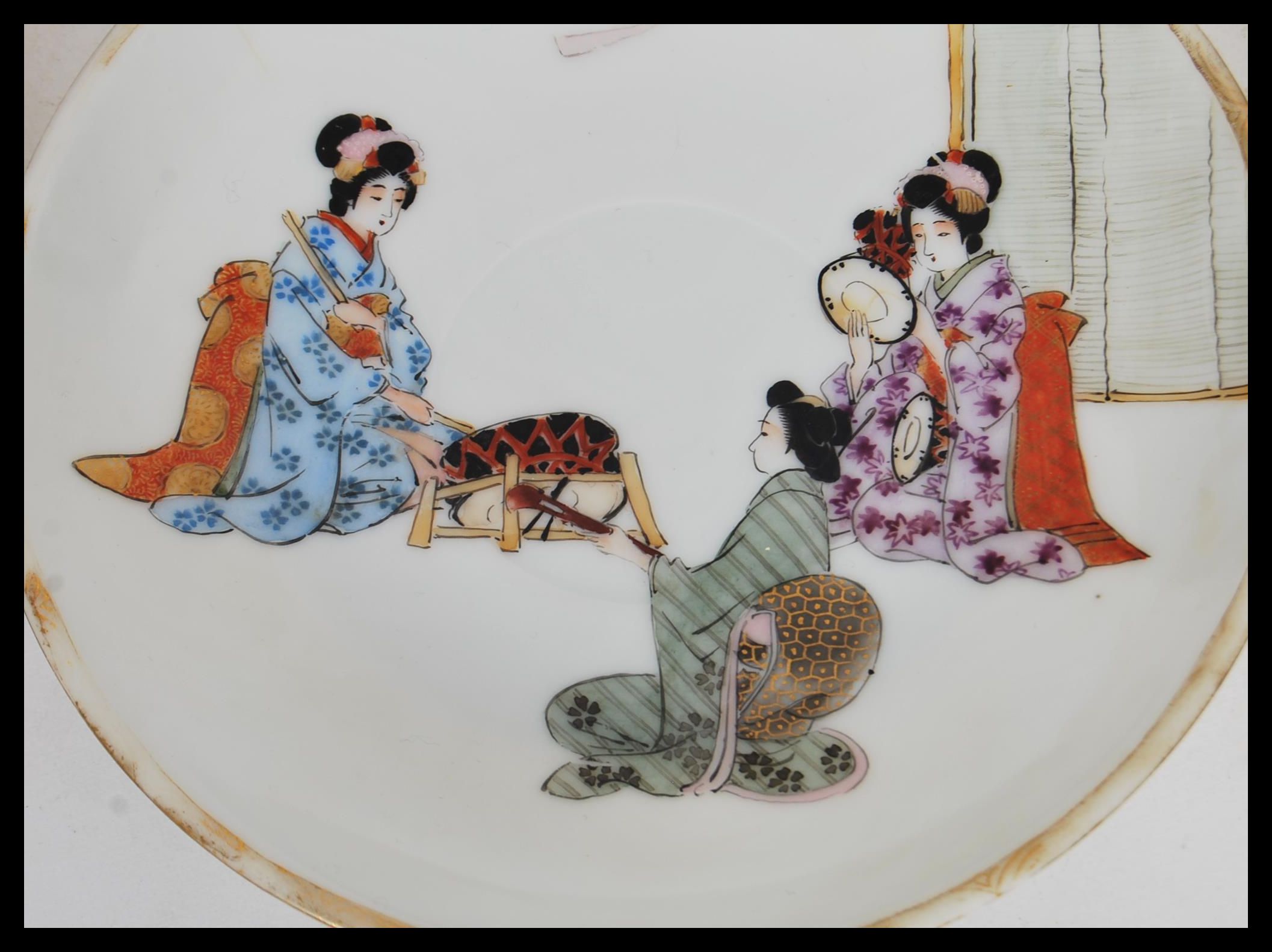 A selection of 20th Century Japanese character plates consisting of five side plates and one - Image 2 of 5