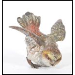 An early 20th Century Austrian cast bronze cold painted figurine of a sparrow bird painted with