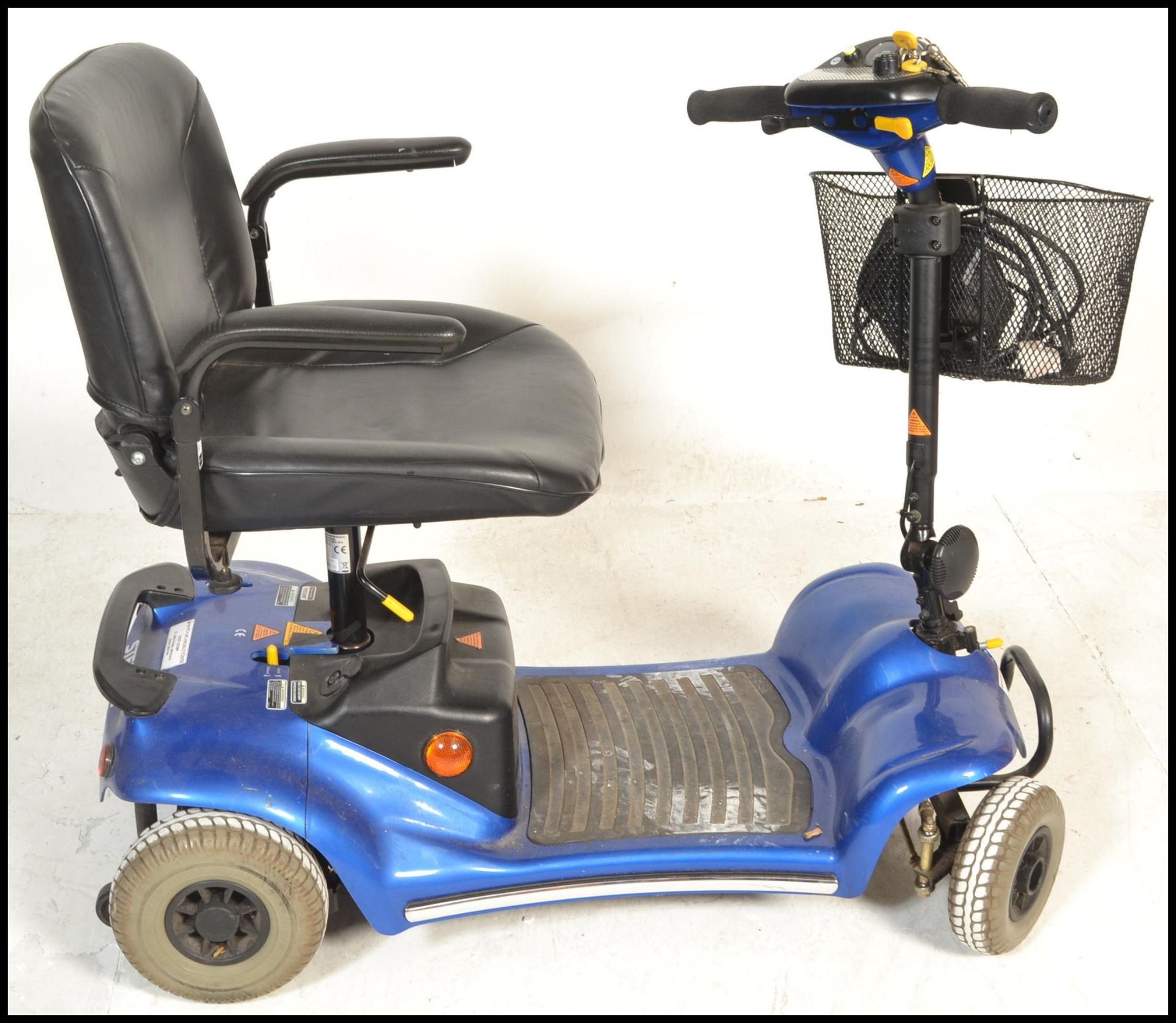 A Sterling Pearl mobility scooter having a blue painted body on four wheels with a black leather - Image 10 of 11