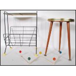 A collection of three vintage pieces of occasional furnishings to include an atomic sputnik ' W '