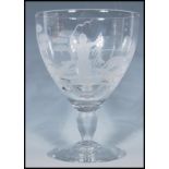 Hunting interest- A large 19th Century Victorian glass goblet having engraved hunting scenes