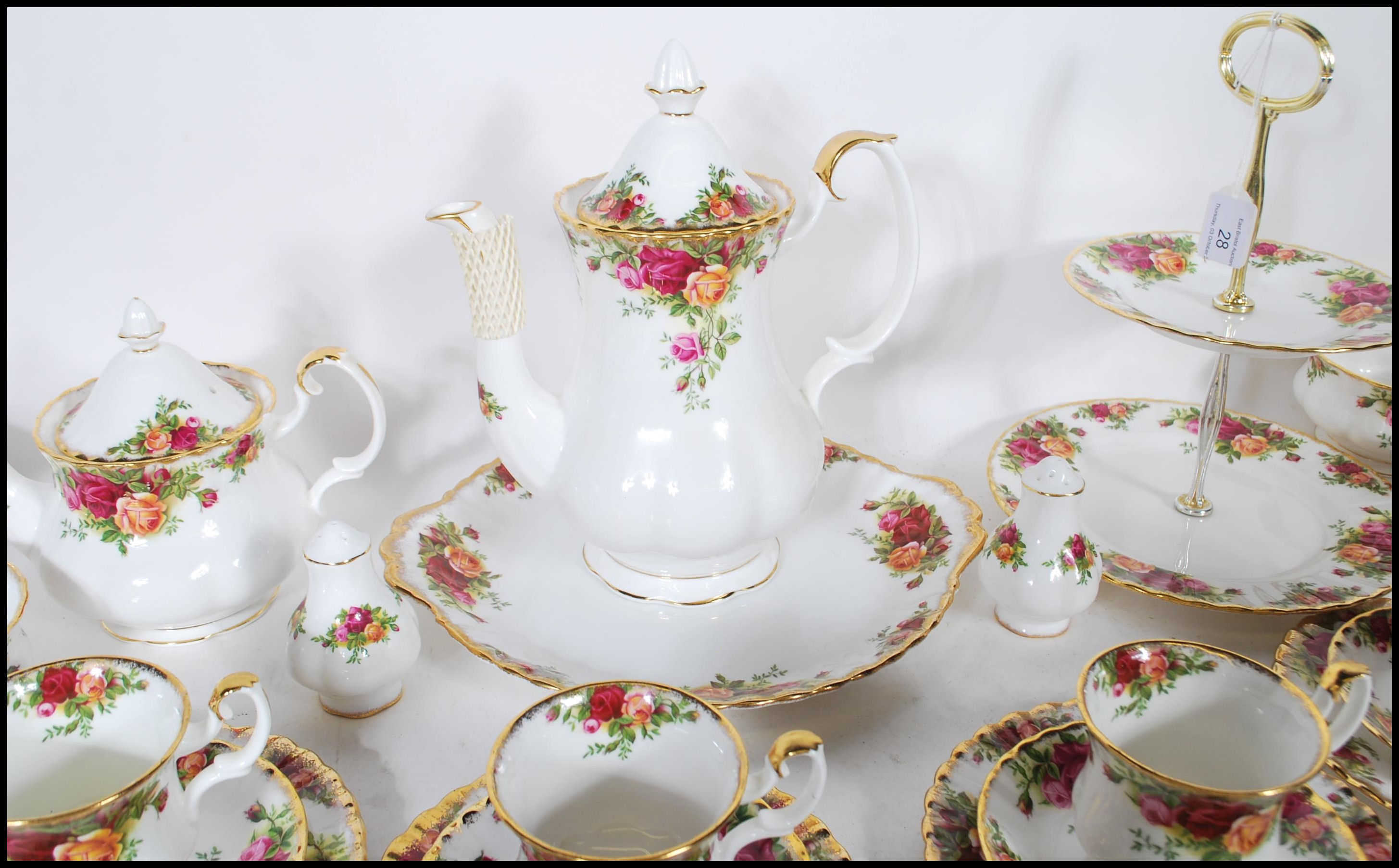 A Royal Albert fine bone china coffee and part tea service in the Old Country Roses pattern. The - Image 5 of 15