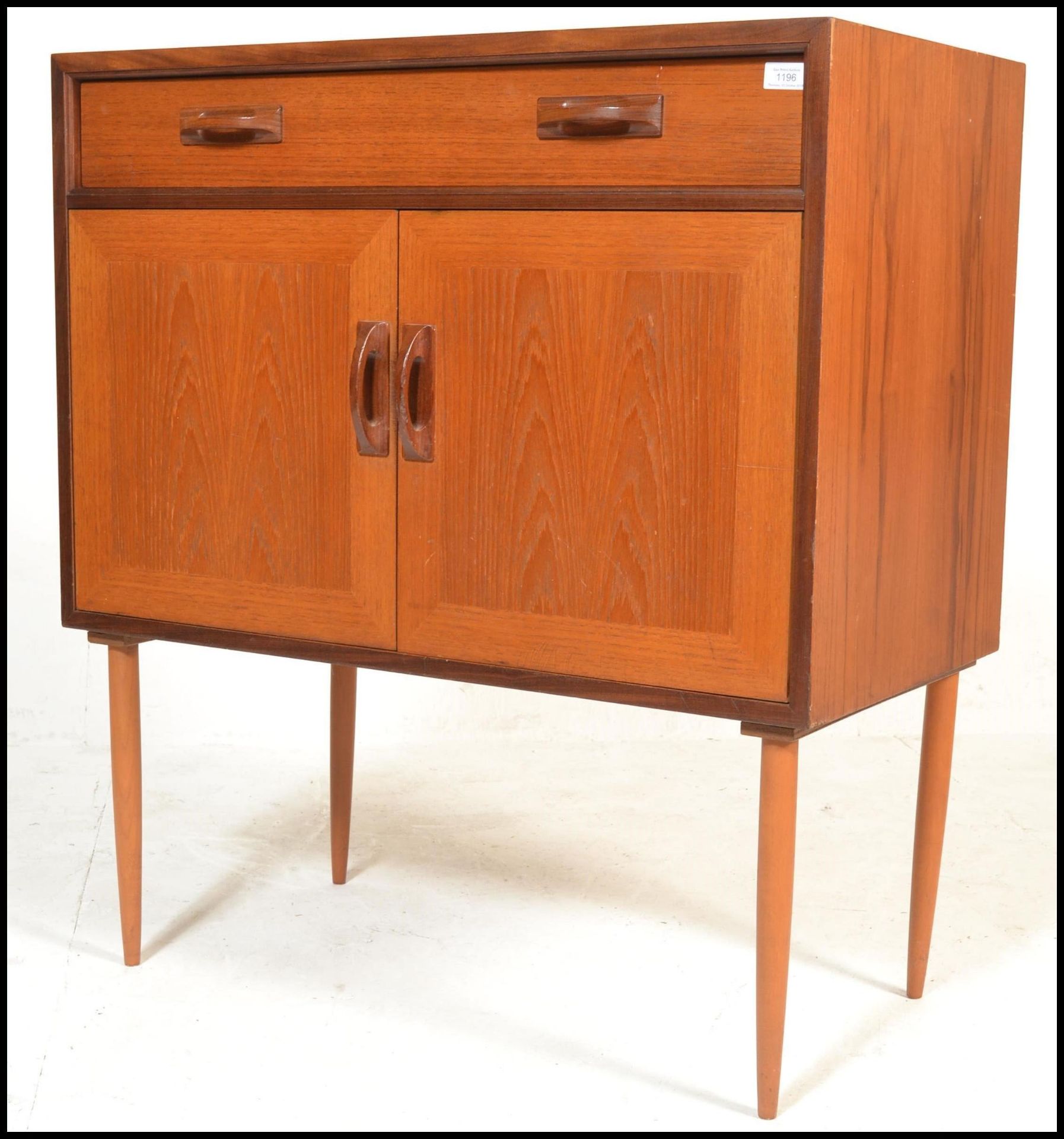 A retro 20th Century G Plan Fresco range teak wood side unit having a single drawer above a twin - Image 3 of 8