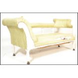 A Victorian painted mahogany double ended chaise longue day bed. Shabby chic painted with ring