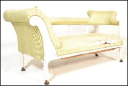 A Victorian painted mahogany double ended chaise longue day bed. Shabby chic painted with ring