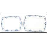 Two 19th Century Victorian graduating meat platters transferred printed platters,  blue and white