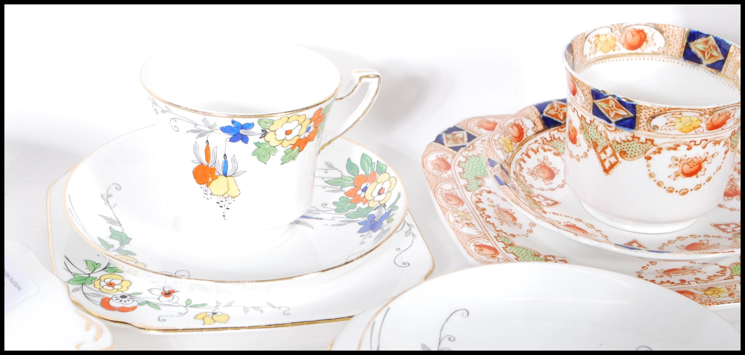 A set of 1930's Art Deco Sampson Smith Wetley China part tea service in a wisteria pattern - Image 6 of 12