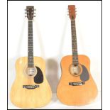 Two vintage acoustic guitars to include a Falcon FG100N and an Encore ENW7N, both having marked fret