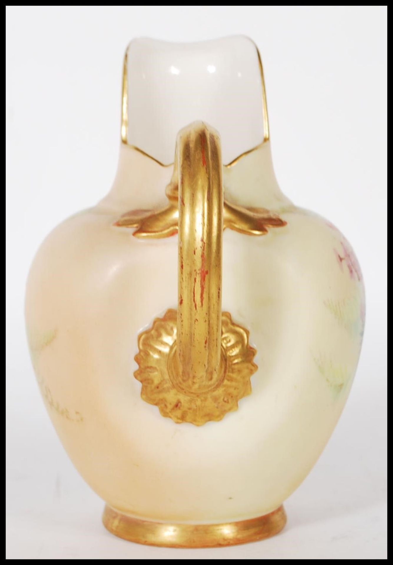 Royal Worcester - A late 19th Century antique blush ivory ceramic miniature jug of taper bulbous - Bild 4 aus 6