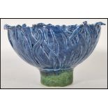 Jane Harding - A 20th Century vintage studio art pottery bowl in the form of a blue flower raised on